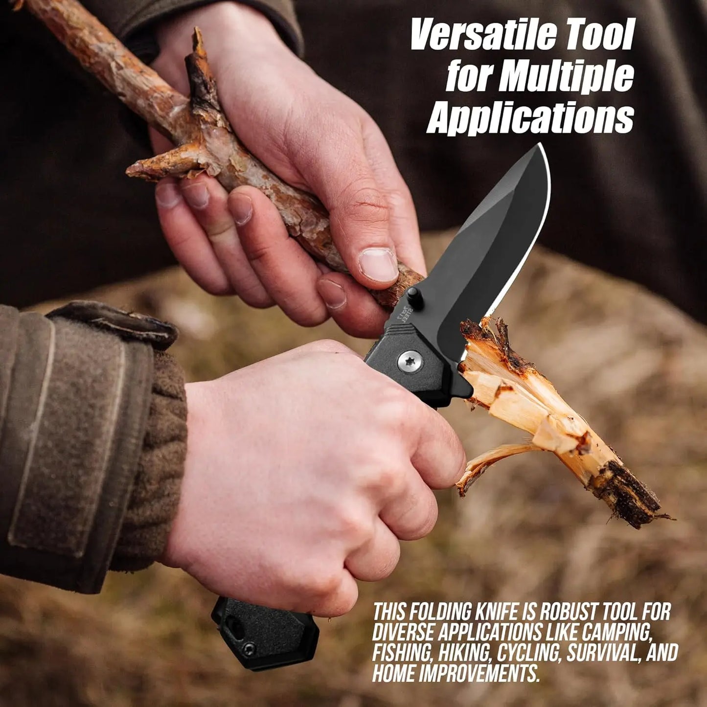 Folding knife, pocket knife with pocket clip, stainless steel blade knife, Edc knife for men and women, camping, fishing