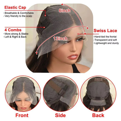 180 Density Brown Roots Ash Blonde Body Wave Lace Frontal Wig 13x6 Ombre Ash Blonde Human Hair Wigs for Women