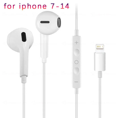 Type c Wired Earphones Cable Earbuds for Apple Lightning Headphones for Iphone 5 6 8 7 Plus X XS MAX XR 10 11 12 13 14 Pro 15 16