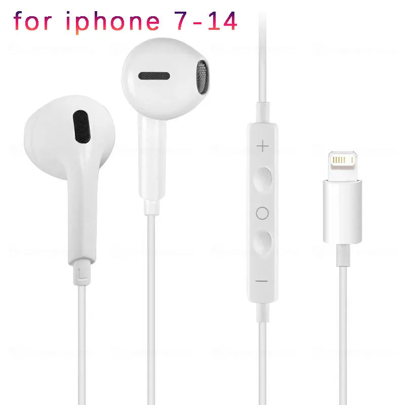 Wired Earphones Type c Earbuds for Apple Lightning Headphones with Line Iphone 5 6 8 7 Plus X XS MAX XR 10 11 12 13 14 Pro 15 16