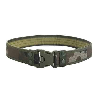 New Style Men's Quick-Release Tactical Belt - Outdoor Camouflage Nylon Wide Waist Belt for Mountaineering, Hiking, Work, Fishing