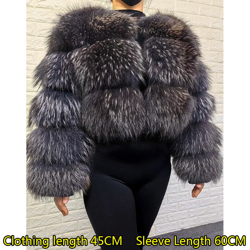 Plus Size Tops Brown Fur Maomaokong Obese Women's Outerwear Natural Raccoon Real Fur Coat Winter Jacket Female Clothing 4xl