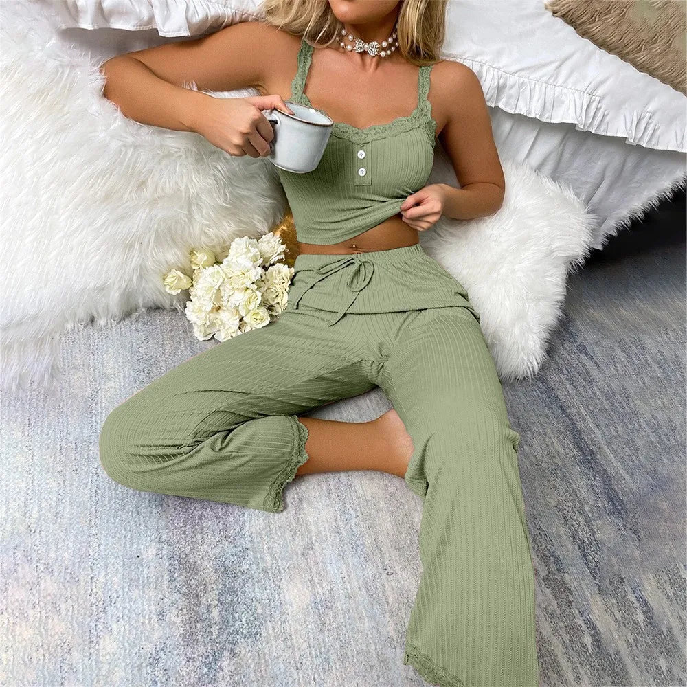 Women Pajama Sets Pijama Pajamas Woman autumn Set Sexy Women Sleepwear for Sleeping Women's Trousers Sleep Lounge Underwear