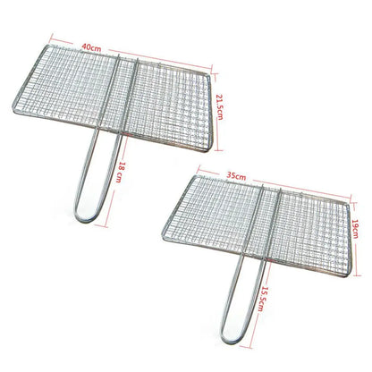 M/L Barbecue Grilling Basket Grill BBQ Net Steak Meat Fish Net Vegetable Silver Iron Mesh Clamp Barbecue Grilling Basket Grill