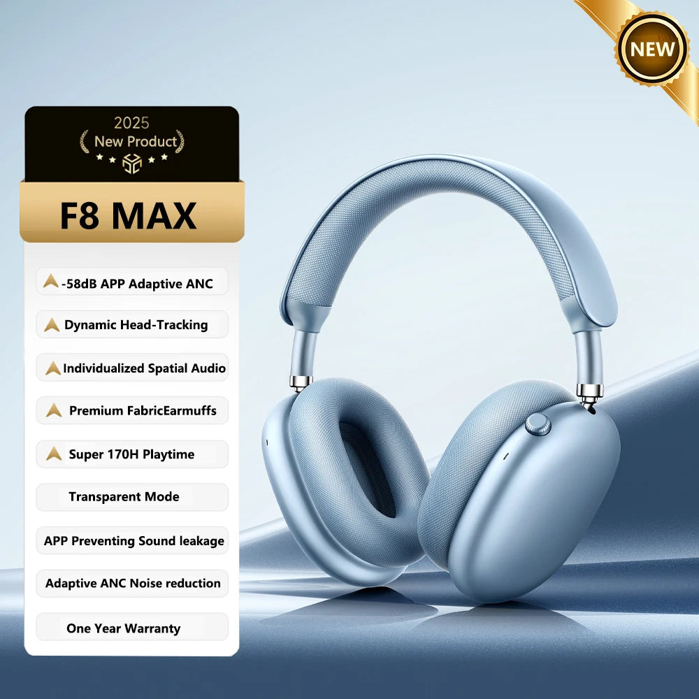 Picun F8 Pro ANC Wireless Headphones 3D Spatial Audio Head Tracking -52dB ANC HIFI Bluetooth Headset ENC HD Mic Low-Latency APP