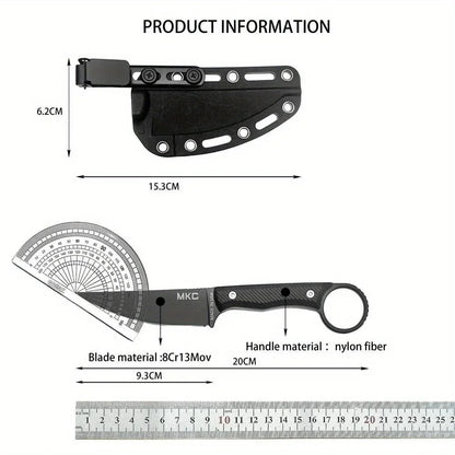 MKC Fixed Blade Knife Camping Outdoor Survival Straight Knife EDC Mountaineering Hiking Jungle Multi-purpose Tool with K Sheath