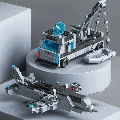 1560pcs 6 IN 1 Military Navy Ship Sets Building Blocks War Army Boat Plane Model Toys for Boys Bricks Toys Christmas Gifts