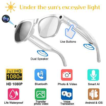 2026 4K HD Color Changing AI Smart Glasses Chat GPT 100MP Camera Bluetooth Call Voice Assistant  Control Smart Glasses 2026 New