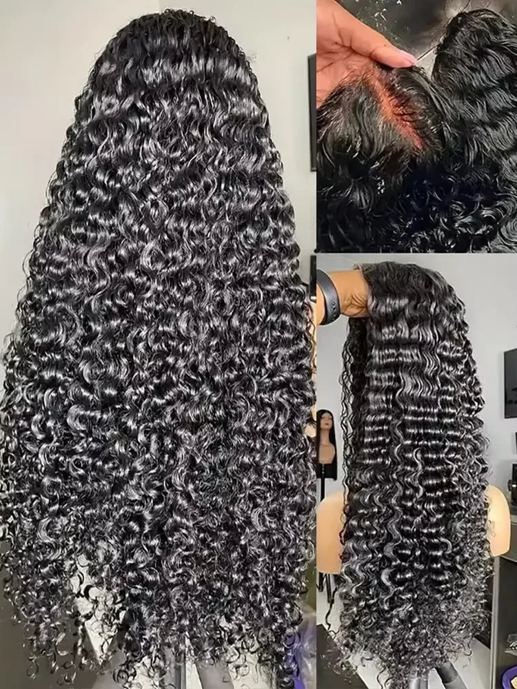 250% Density Brazilian Raw 30 32 inch 13x6 HD Lace Front Human Hair Wigs Deep Wave 13x4 Frontal Wigs Curly Glueless Closure Wigs
