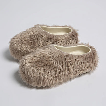 Modern Slippers Women's Faux Fur Adult Platform Mule Shoes Thick Sole Slides