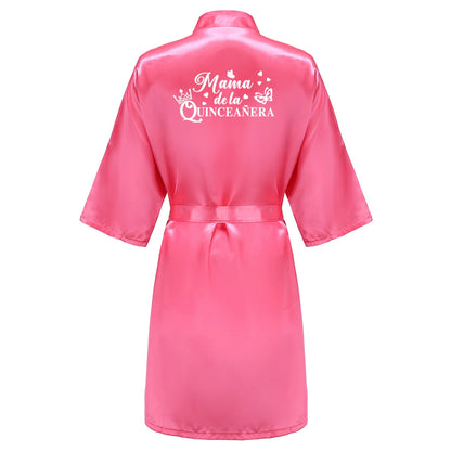 Mis15 Años Robe 15 Years Girl Birthday Party Robes Quinceanera Robe Mis XV Bathrobe Silkly Nightgown