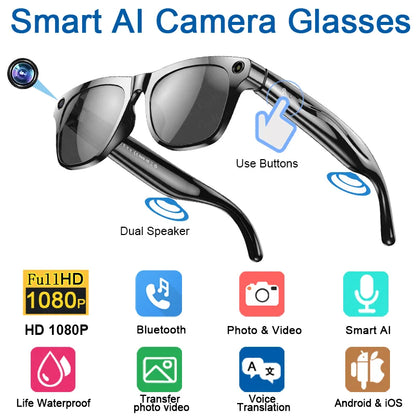 2026 4K HD Color Changing AI Smart Glasses Chat GPT 100MP Camera Bluetooth Call Voice Assistant  Control Smart Glasses 2026 New