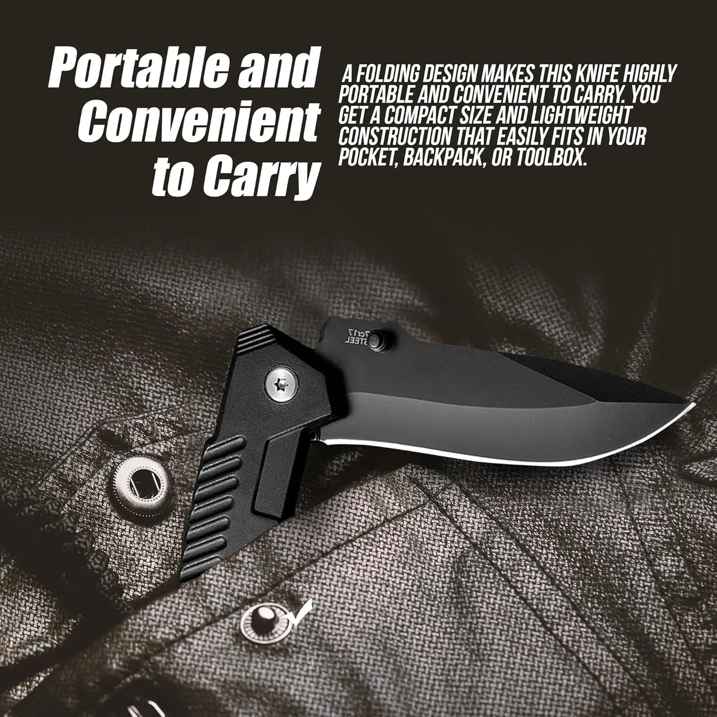 Folding knife, pocket knife with pocket clip, stainless steel blade knife, Edc knife for men and women, camping, fishing