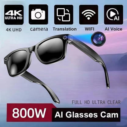 New 800W Camera AI Glasses Men Color-Changing Smart Translation Glasses Photo Video Recording Waterproof Call Smart Sunglasses