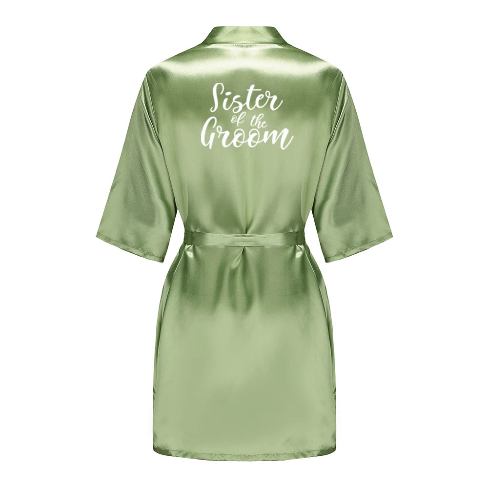 Satin Silk Robes Plus Size Wedding Bathrobe Bride Bridesmaid Mother Maid of Honor Gown Women Clothing Sleepwear Sage Green