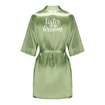 Satin Silk Robes Plus Size Wedding Bathrobe Bride Bridesmaid Mother Maid of Honor Gown Women Clothing Sleepwear Sage Green