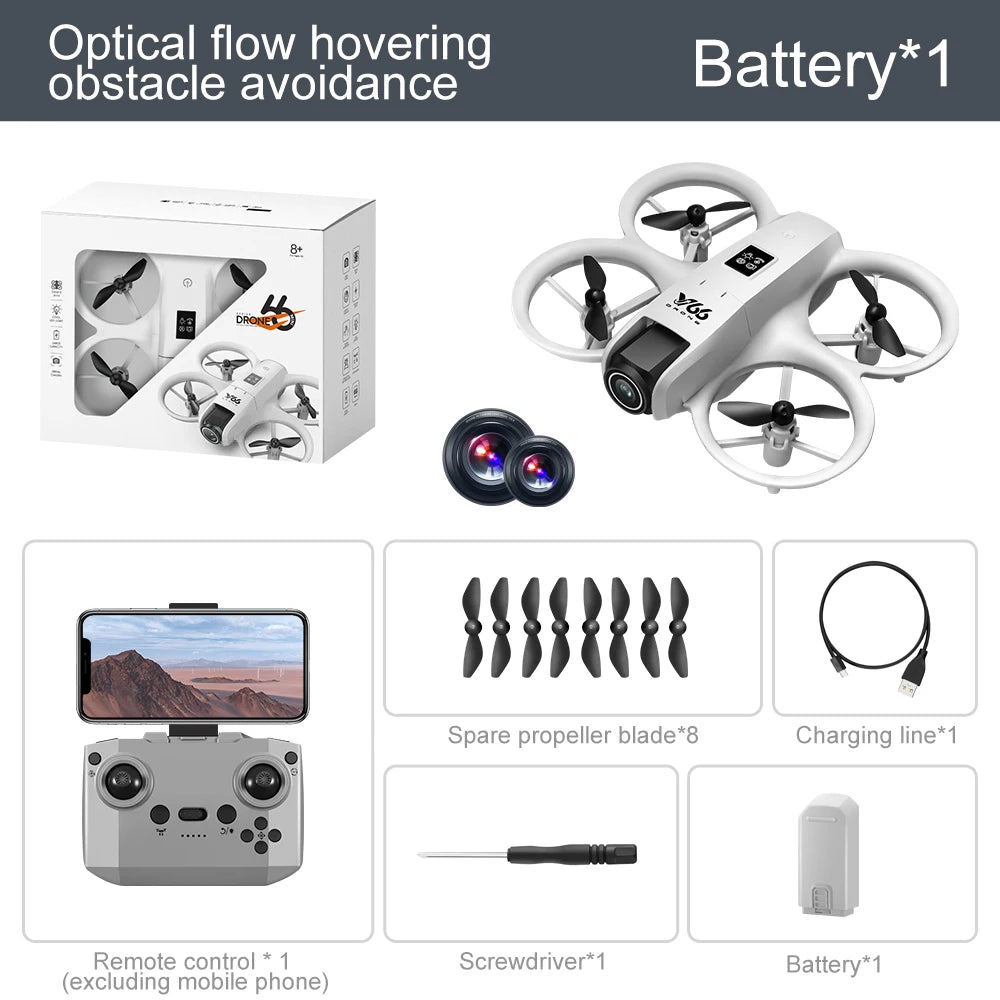 V66 Mini Drone 4K Profesional Dual Camera Headless Mode Obstacle Avoidance WiFi FPV Dron 360° Flip RC Quadcopter Toys for Kids
