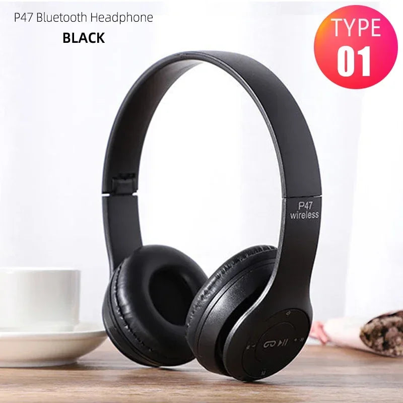 P47 Wireless Headphones Bluetooth 5.0 Earphones Foldable HIFI Stereo Bass for Music Gaming Kid Girl Earphone for iPhone XiaoMi
