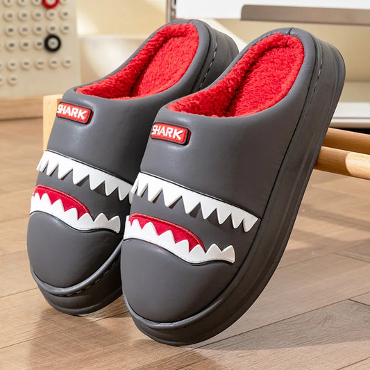 Pmoiste Cute Slippers For Men Embroider Cushion Platform House Shoes Durable Comfortable Warm Living Room Slip-on Winter Indoor