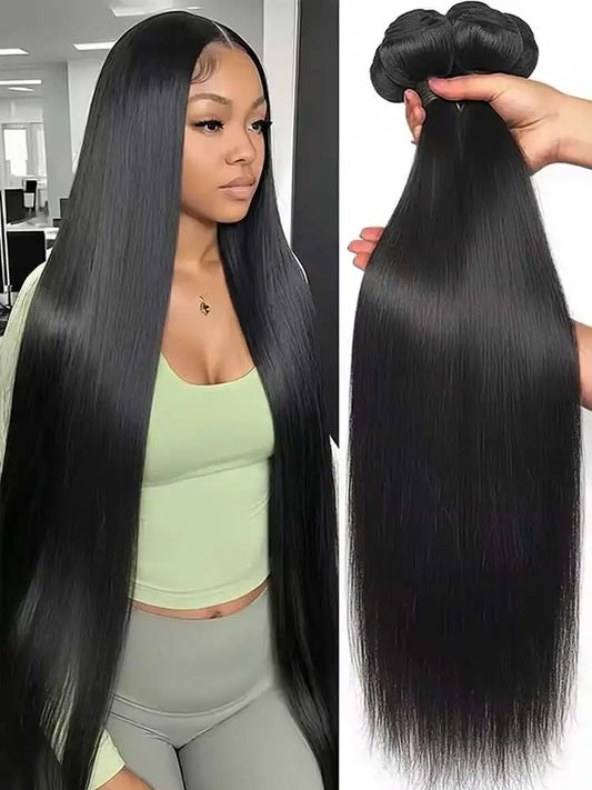 Brazilian Long Straight Hair 1/3/4 Bundle Deals 100% Unprocessed Virgin Human Hair Bundles Natural Black Color 14-42 Inch
