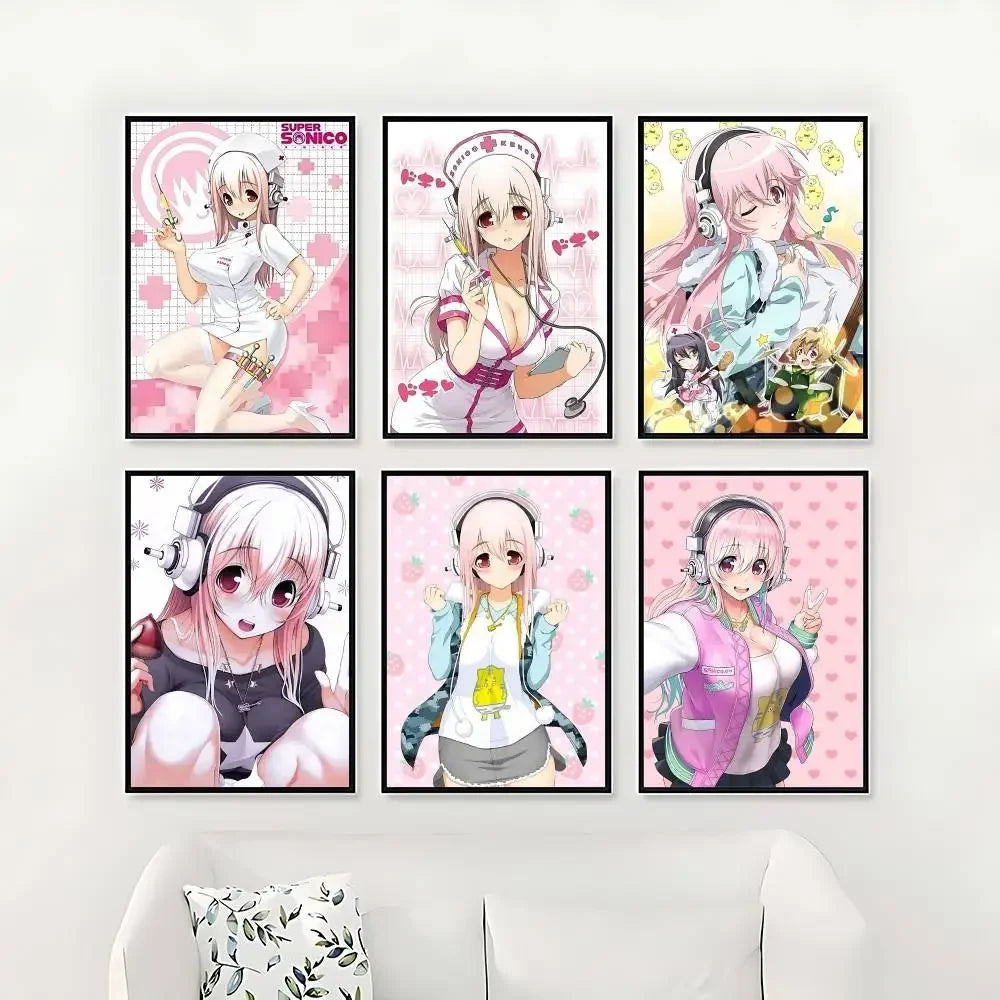 S-Super S-Sonico Poster Picture Canvas Painting Wall Art Home Decoration Print For Living Room Decor