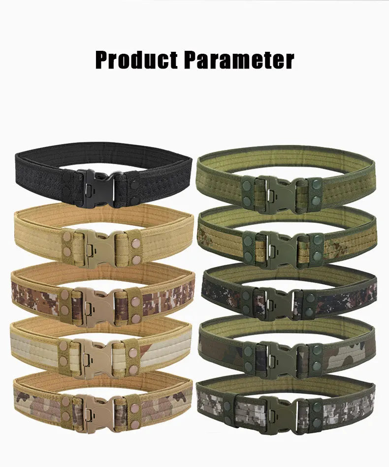 New Style Men's Quick-Release Tactical Belt - Outdoor Camouflage Nylon Wide Waist Belt for Mountaineering, Hiking, Work, Fishing