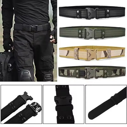 New Style Men's Quick-Release Tactical Belt - Outdoor Camouflage Nylon Wide Waist Belt for Mountaineering, Hiking, Work, Fishing