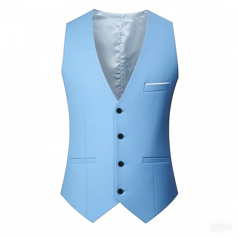M-7XL Spring/summer Man Suit Vest Sleeveless Vest with Adjustable Waist Single Breasted Solid Color Business Suit Vest Wedding