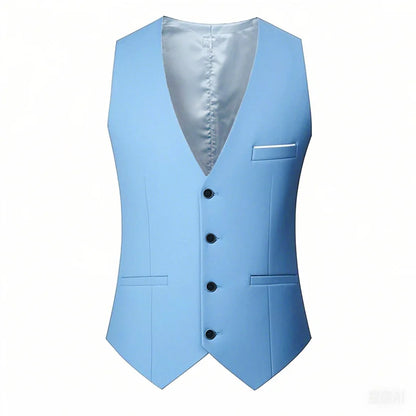 M-7XL Spring/summer Man Suit Vest Sleeveless Vest with Adjustable Waist Single Breasted Solid Color Business Suit Vest Wedding
