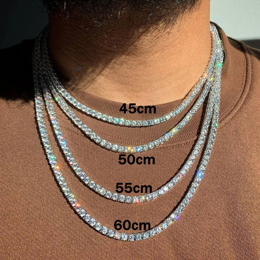 Hip Hop Jewelry 1 Row Iced Out Tennis Chain Bling CZ Men Diamond Cubic Zirconia Choker Necklace Women Drop Shipping