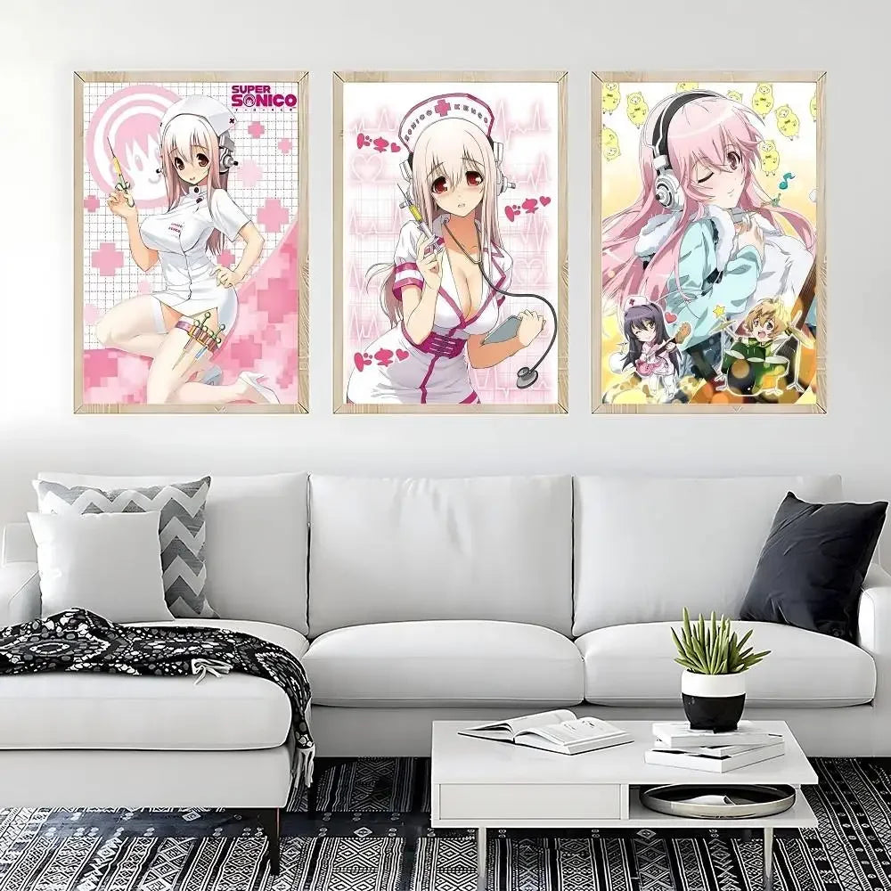 S-Super S-Sonico Poster Picture Canvas Painting Wall Art Home Decoration Print For Living Room Decor