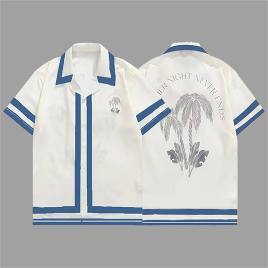 2025 Men's Short Sleeve Shirts Fashion Shirts Hawaiian Casual Comfortable Vacation Travel Oversized Tops camisa blanca hombre