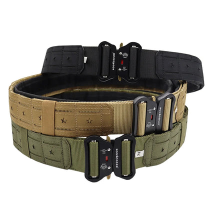 Laser Cutting Tactical Quick Release Buckle Belt  2 Inch Cmobat Belt Hunting Airsoft Mens Belt Outdoor Sport Belt