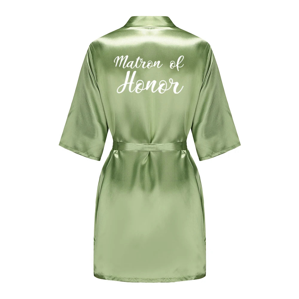 Satin Silk Robes Plus Size Wedding Bathrobe Bride Bridesmaid Mother Maid of Honor Gown Women Clothing Sleepwear Sage Green