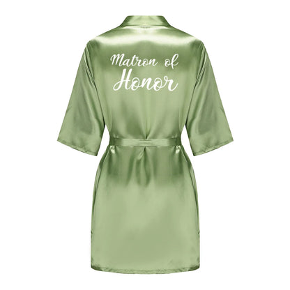 Satin Silk Robes Plus Size Wedding Bathrobe Bride Bridesmaid Mother Maid of Honor Gown Women Clothing Sleepwear Sage Green