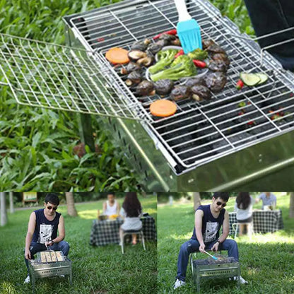 M/L Barbecue Grilling Basket Grill BBQ Net Steak Meat Fish Net Vegetable Silver Iron Mesh Clamp Barbecue Grilling Basket Grill