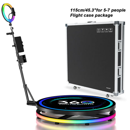 Rotating 360 Photo Booth Machine Selfie Stand Free Customize Logo With RGB Light App Remote Control For Parties Events With Case