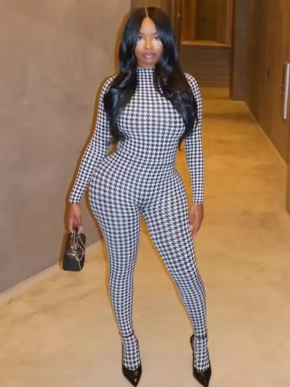 Weird Puss Sexy Snake Print Foot Jumpsuit Women Zip Spring Trend O-Neck Full Sleeve Stretch Street Clubwear Workout Overalls