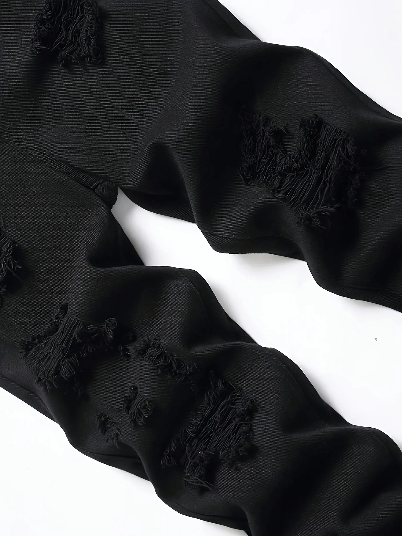 Men's slim fit perforated black denim pants