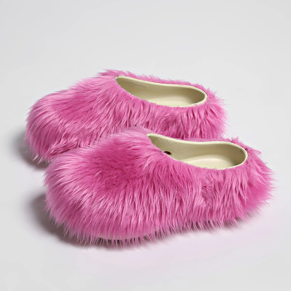 Modern Slippers Women's Faux Fur Adult Platform Mule Shoes Thick Sole Slides