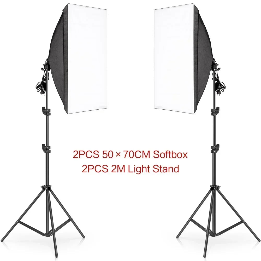 Softbox Light Photography Kit Photo 2M Tripiod for Soft Box Disc Light Led 45W Photo Studio Stand Lighting Shooting Lamp Video