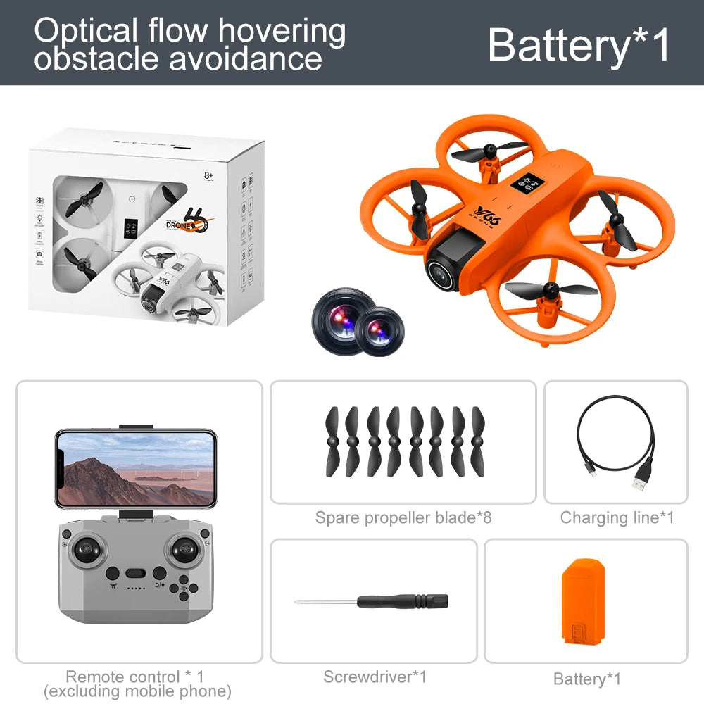V66 Mini Drone 4K Profesional Dual Camera Headless Mode Obstacle Avoidance WiFi FPV Dron 360° Flip RC Quadcopter Toys for Kids
