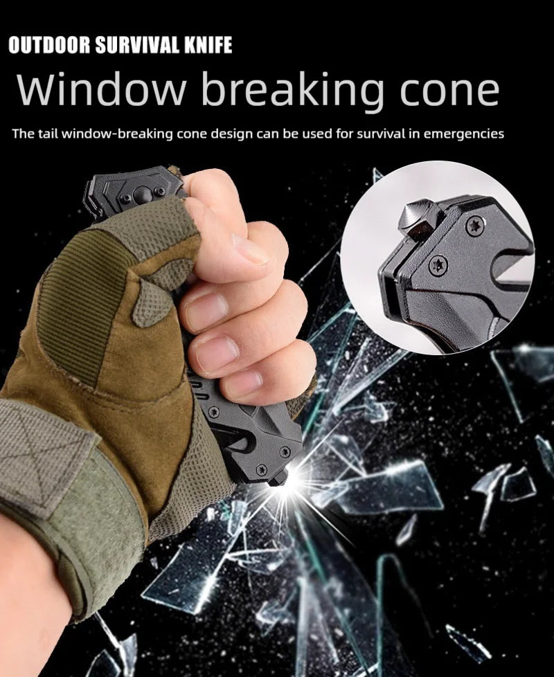 Multi functional outdoor camping knife with safety lock, foldable blade and sharp pocket tactical knife, suitable for fishing