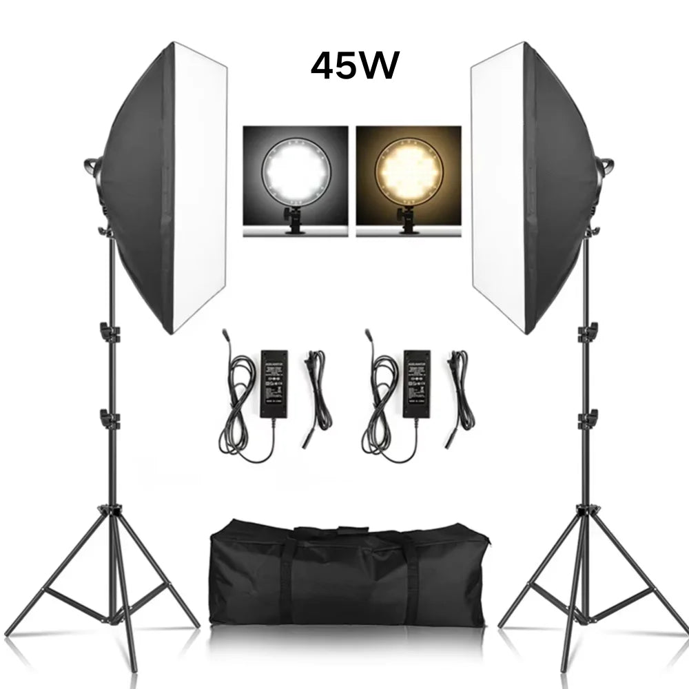 Softbox Light Photography Kit Photo 2M Tripiod for Soft Box Disc Light Led 45W Photo Studio Stand Lighting Shooting Lamp Video