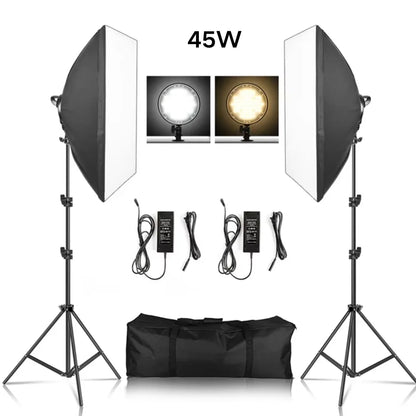 Softbox Light Photography Kit Photo 2M Tripiod for Soft Box Disc Light Led 45W Photo Studio Stand Lighting Shooting Lamp Video