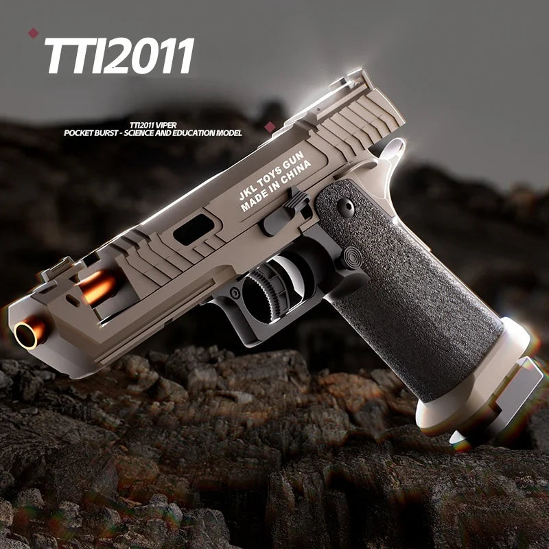 TTI 2011 Pistol Shell Throwing Continuous Firing Blowback Soft Bullet Gun Empty Hanging Birthday Gift