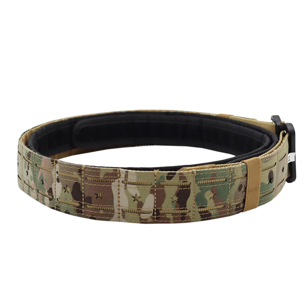 Laser Cutting Tactical Quick Release Buckle Belt  2 Inch Cmobat Belt Hunting Airsoft Mens Belt Outdoor Sport Belt