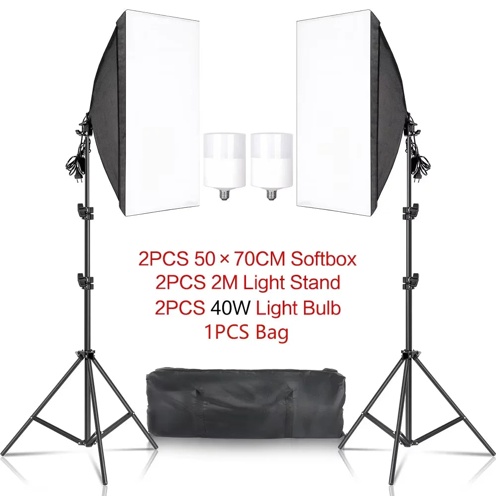 Softbox Light Photography Kit Photo 2M Tripiod for Soft Box Disc Light Led 45W Photo Studio Stand Lighting Shooting Lamp Video