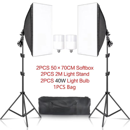 Softbox Light Photography Kit Photo 2M Tripiod for Soft Box Disc Light Led 45W Photo Studio Stand Lighting Shooting Lamp Video