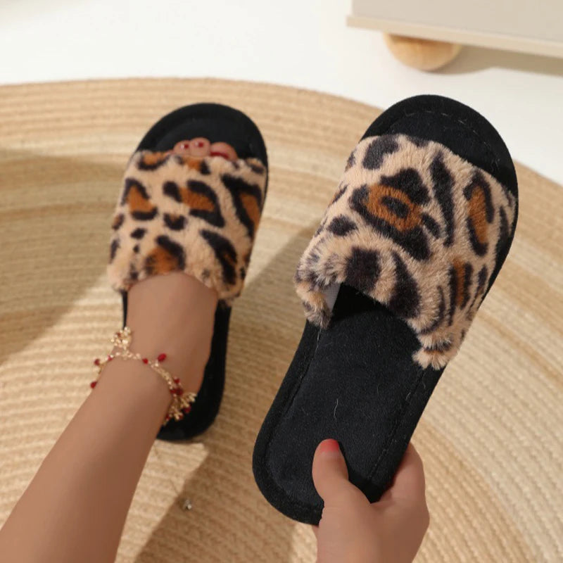 Fashion Women Slippers Cotton Plush Warm Female Light EVA Flat Bottom Non-slip Comfortable Slides Winter Autumn House Shoes
